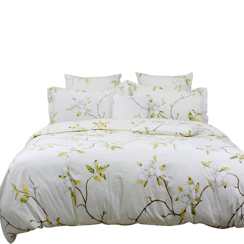 FADFAY White Floral Duvet Cover Set 100% Cotton Farmhouse Bedding with Hidden Zipper Closure 3 Pieces, 1duvet Cover & 2pillowcases,King/California King Size - Image 3